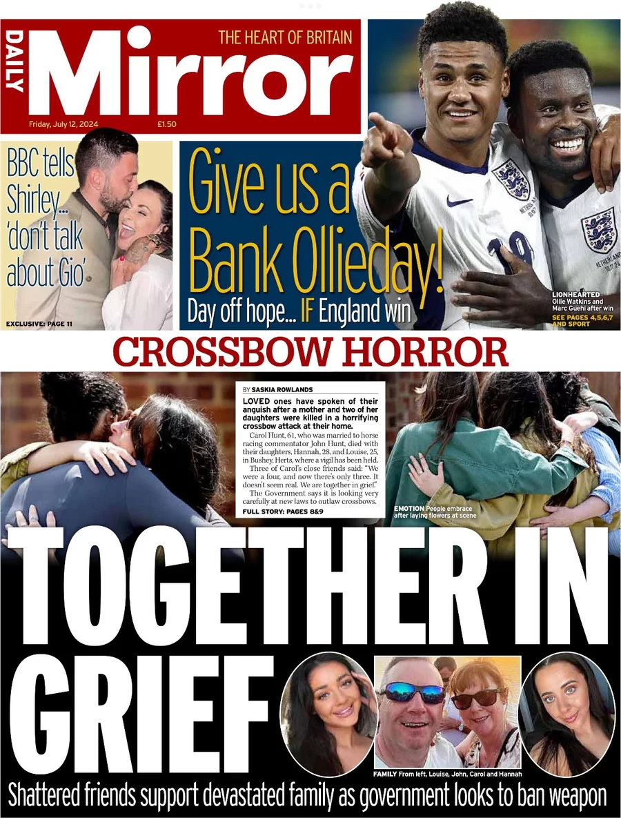 Daily Mirror - Crossbow horror: Together in grief 