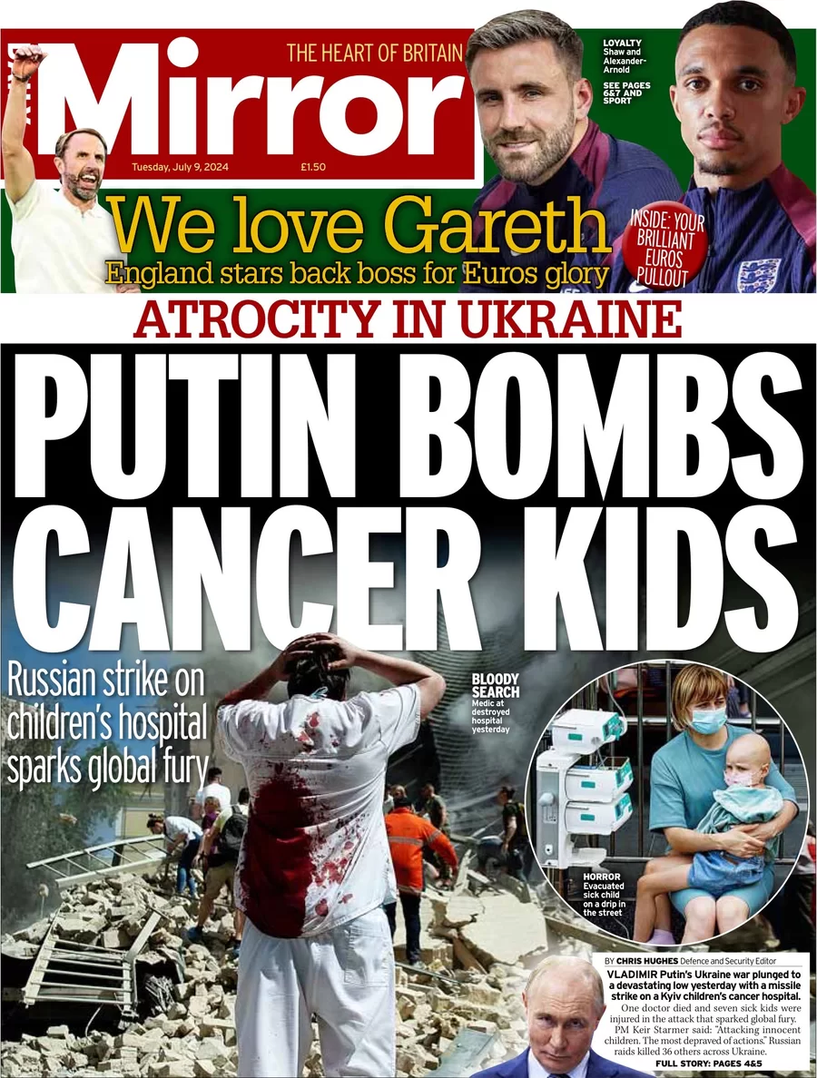 Daily Mirror - Putin bombs cancer kids 

