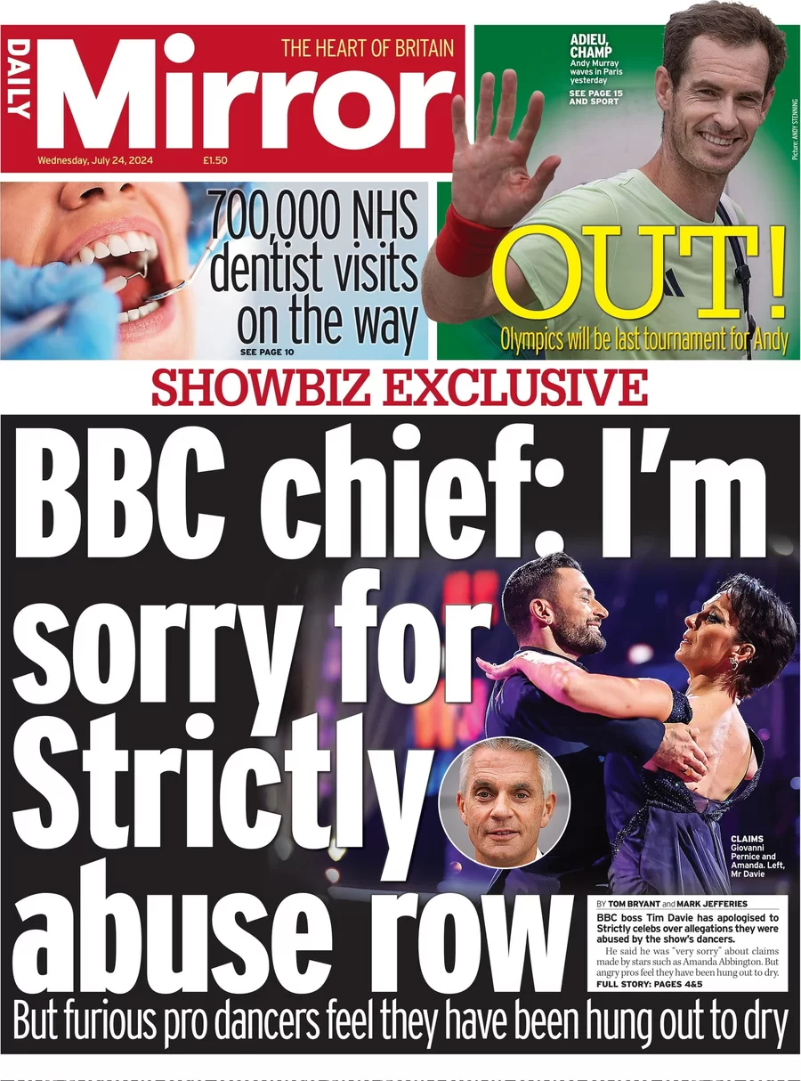 Daily Mirror - BBC chief: I’m sorry for Strictly abuse row 

