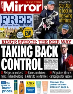 Daily Mirror - King’s Speech: Taking back control