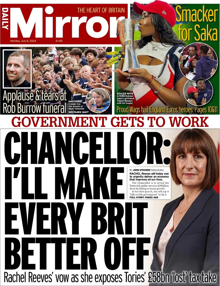 Daily Mirror - Chancellor: I’ll make every Brit better off 
