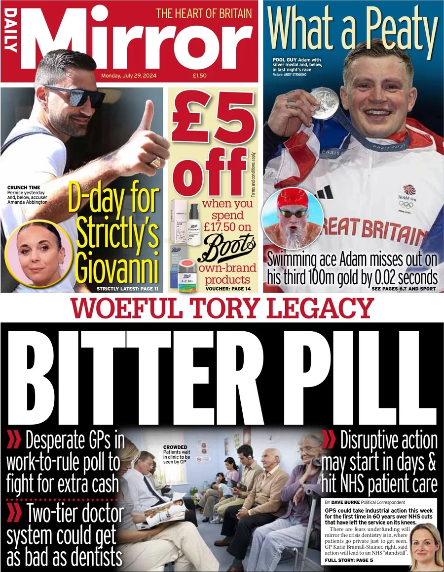Daily Mirror - Woeful Tory Legacy: Bitter Pill 
