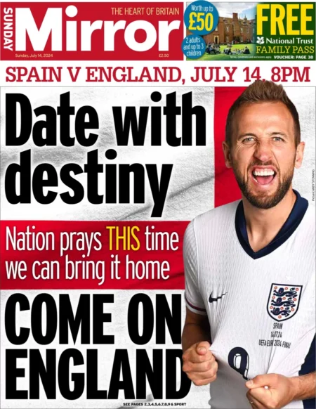 Sunday Mirror – Date with Destiny: Come on England