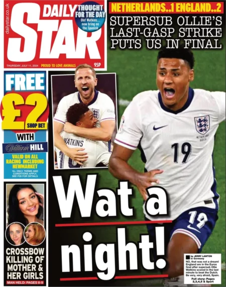 Daily Star – Netherlands 1-2 England: Wat a night 