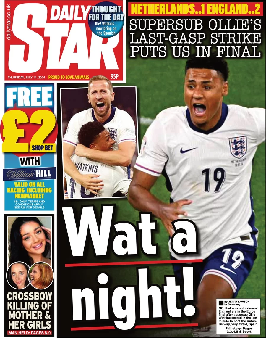 Daily Star - Netherlands 1-2 England: Wat a night