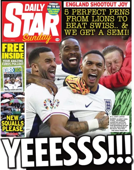 Daily Star Sunday - Five perfect pens for the Three Lions: YEEESSS!