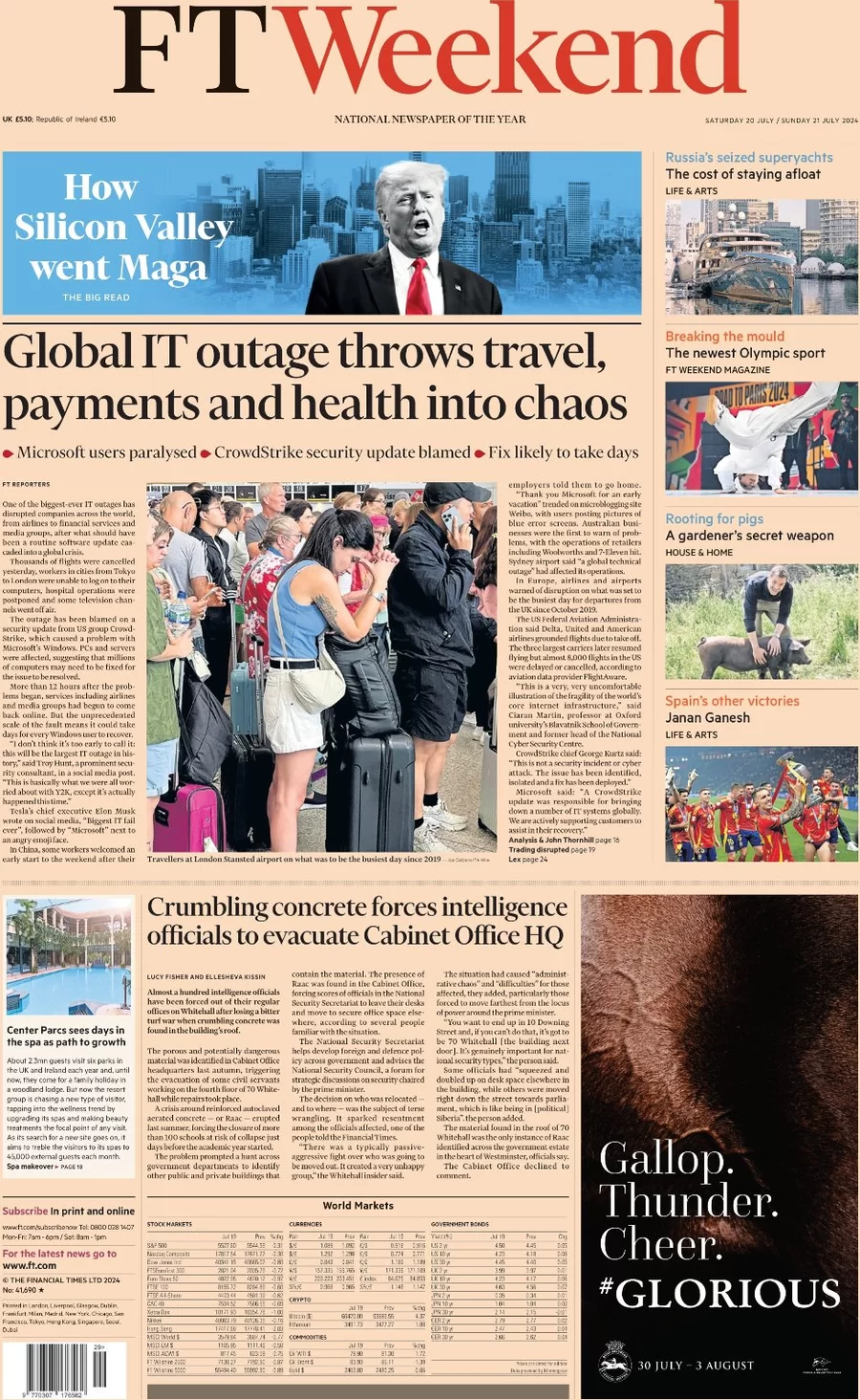 FT Weekend - Global IT outage throws travel, payment and health into chaos 
