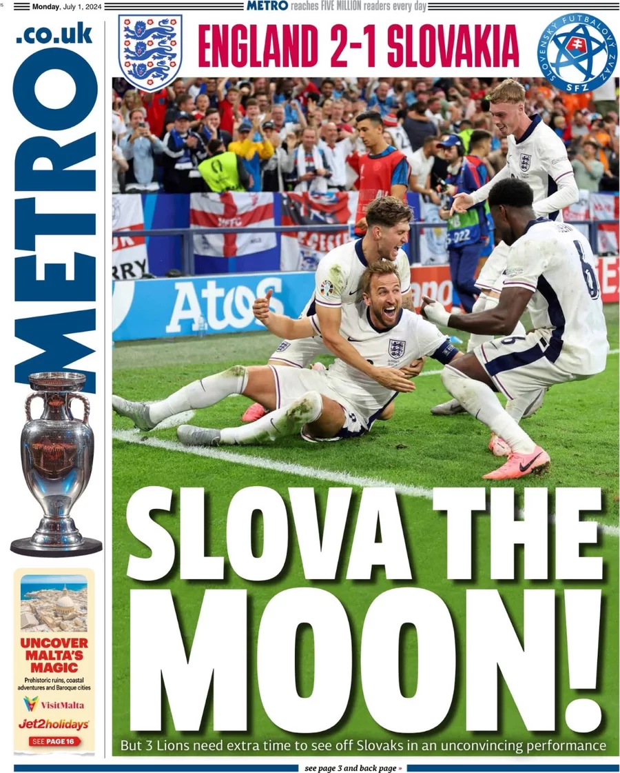 The Metro - England 2-1 Slovakia: SLOVA THE MOON 