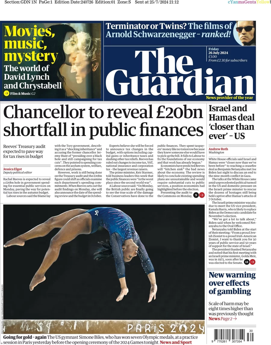 The Guardian - Chancellor to reveal £20bn shortfall in public finances