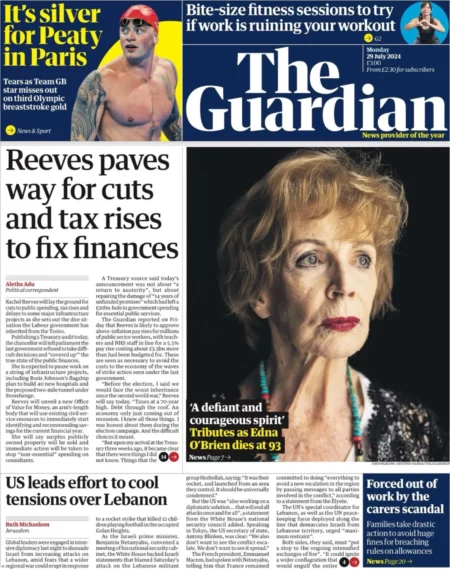 The Guardian – Reeves paves way for cuts and tax rises to fix finances 