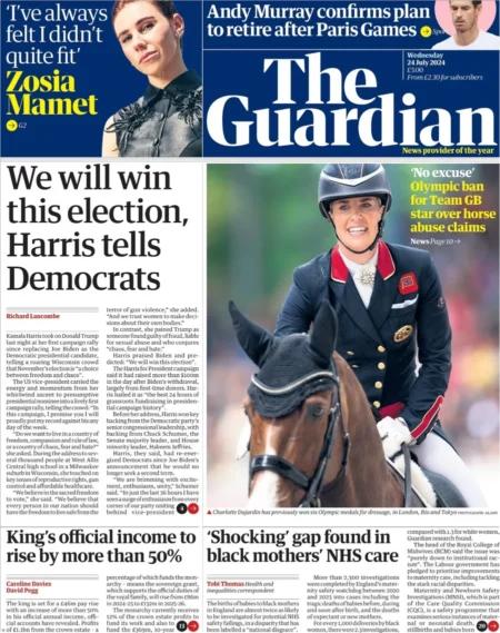 The Guardian – We will this election, Harris tells Democrats 