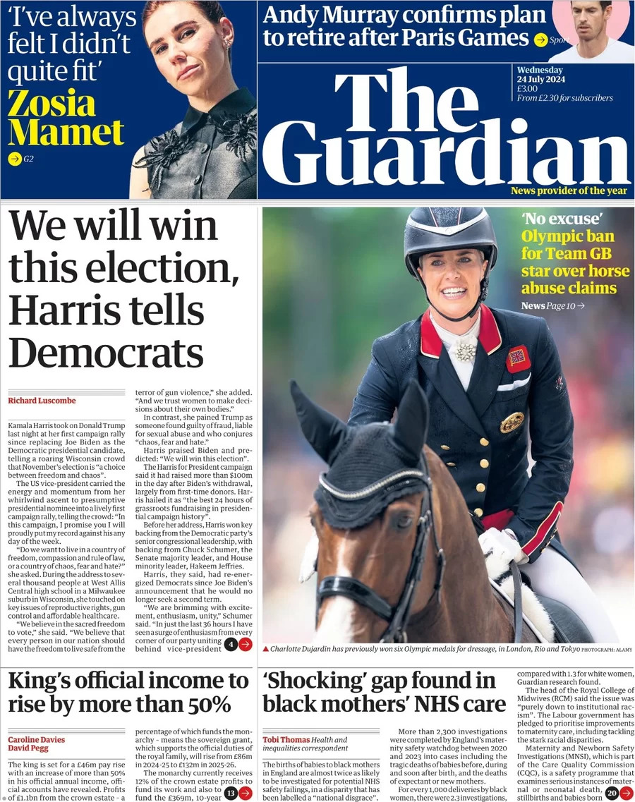The Guardian - We will this election, Harris tells Democrats 
