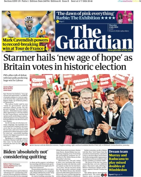 The Guardian - Starmer hails new age of hope as Britain votes in historic election