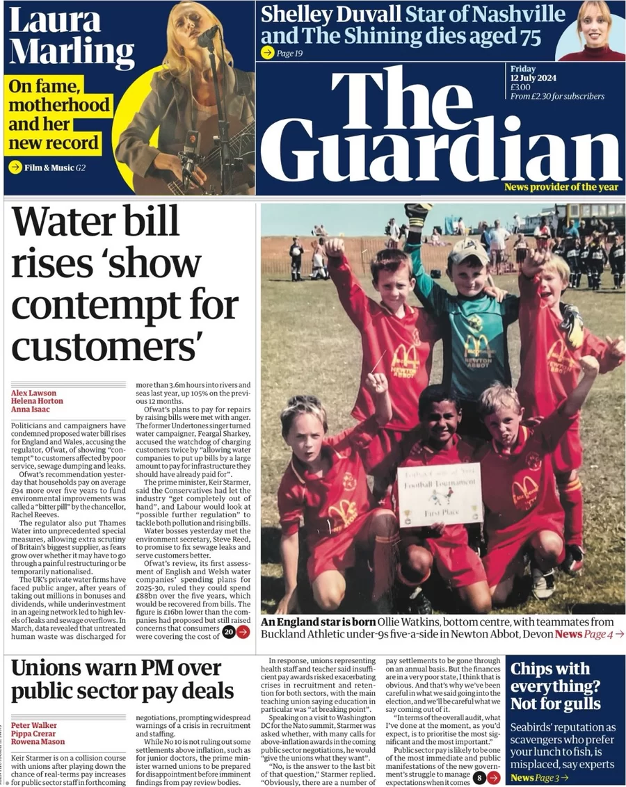 The Guardian - Water bill rises show contempt for customers 
