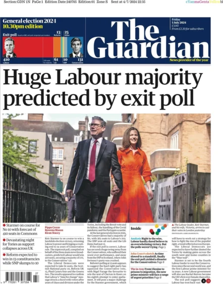 The Guardian - Huge Labour majority predicted by exit poll