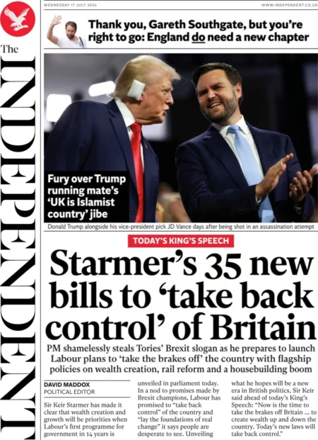 The Independent - Starmer’s 35 new bills to ‘take back control’ of Britain