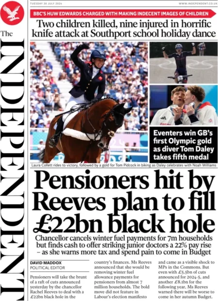 The Independent – Pensioners hit by Reeves plan to fill £22bn black hole 