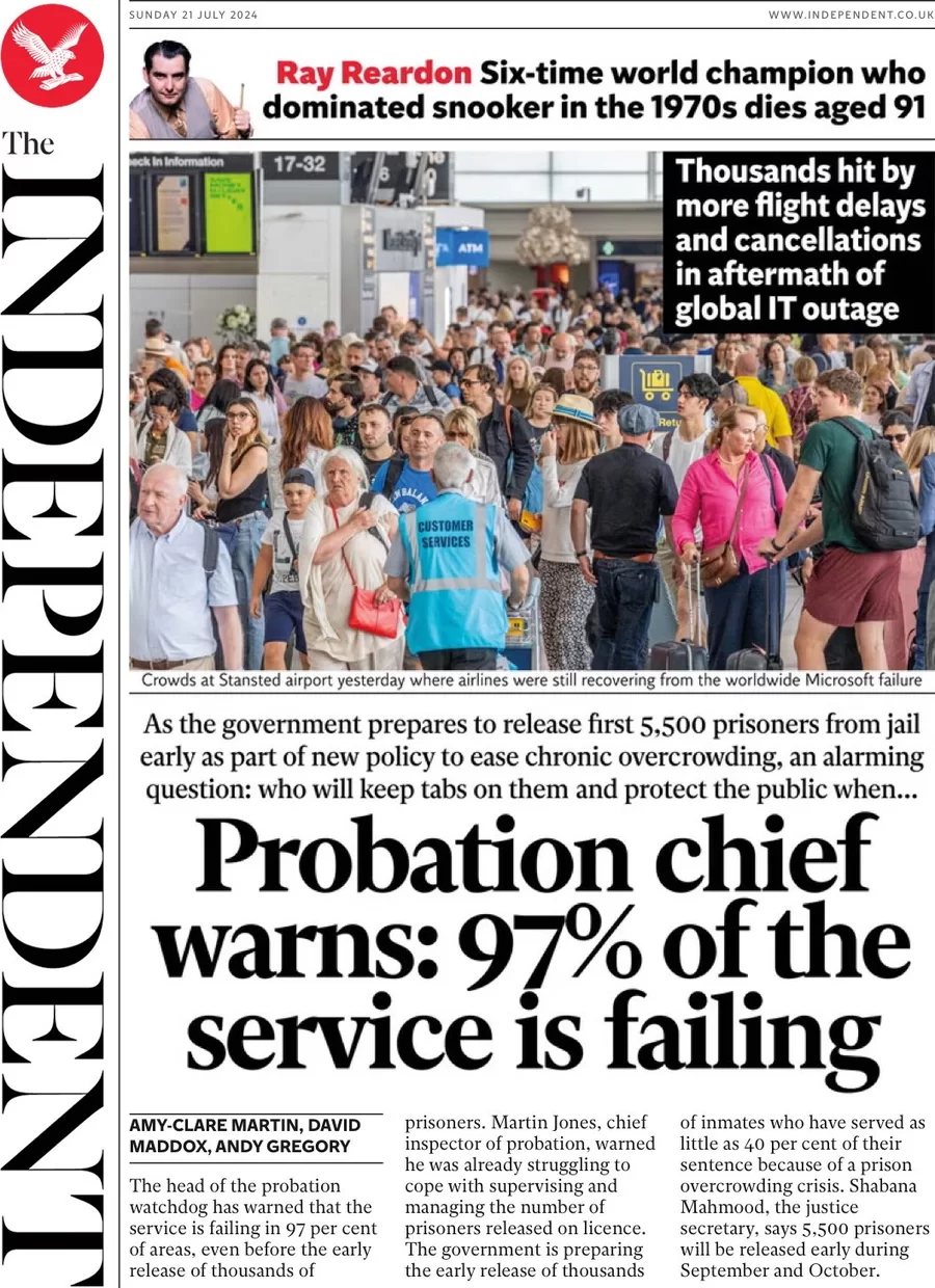 The Independent - Probation chief warns: 97% of the service is failing 
