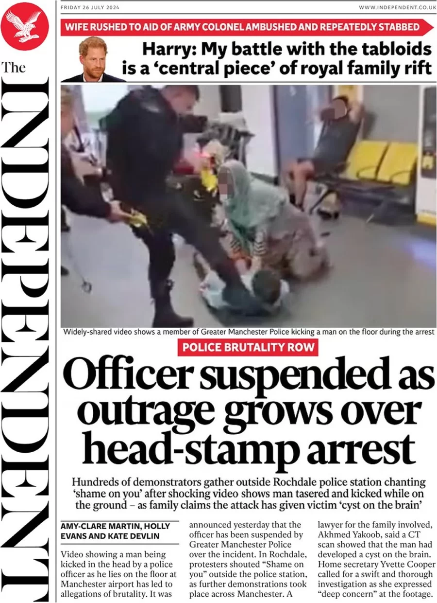 The Independent - Officer suspended as outrage grows over head-stamp arrest 