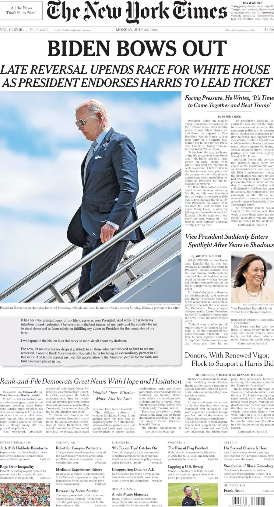 The New York Times - Biden bows out
