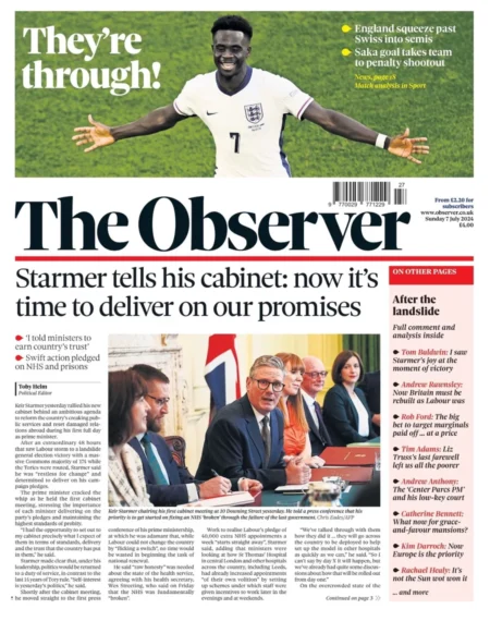 The Observer - Starmer tells his cabinet: Now it is time to start delivering on its policies