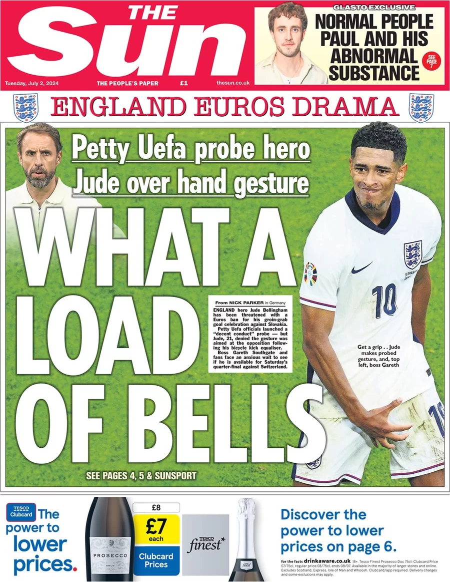 The Sun - England Euros drama: What a load of Bells! 
