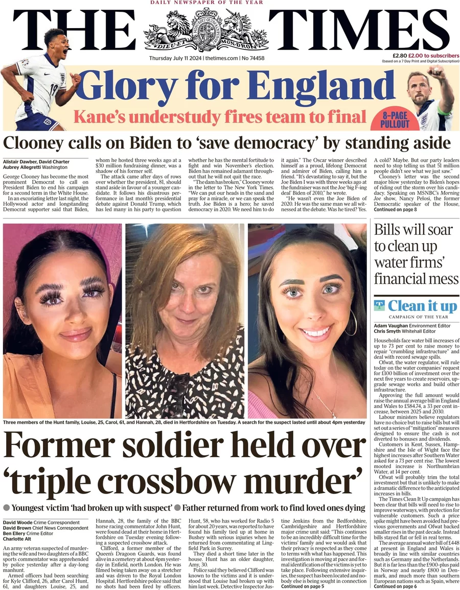 The Times  - Former soldier held over triple crossbow murder 