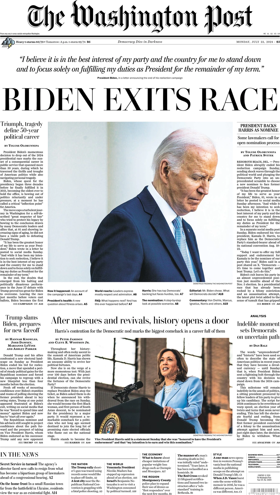 The Washington Post - Biden exits race 