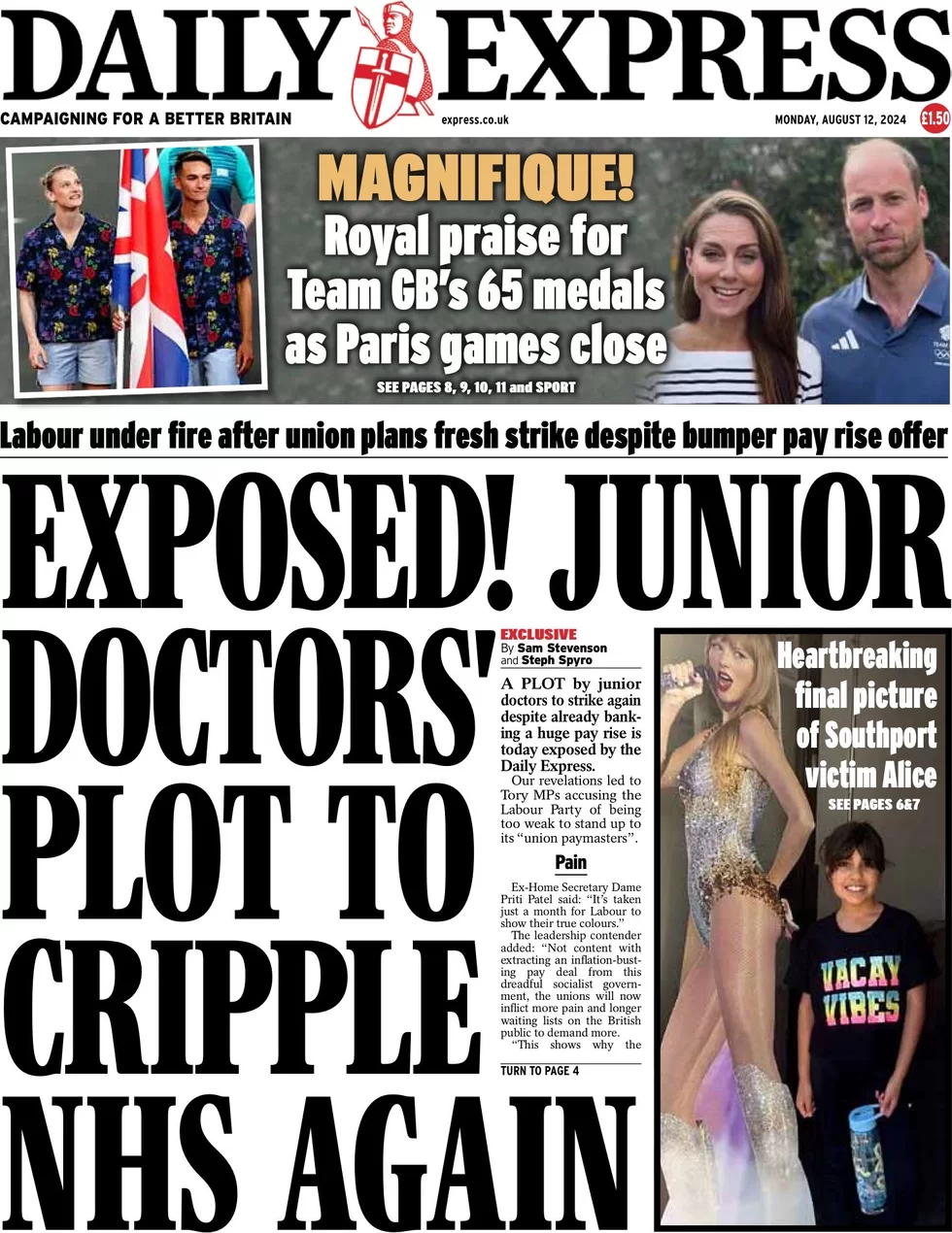 Daily Express - Exposed! Junior doctors’ plot to cripple the NHS again 
