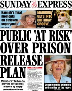 Sunday Express – Public at risk over prison release plan 