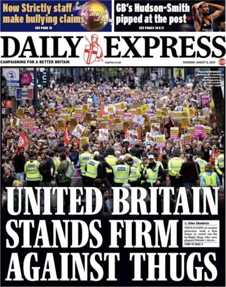 Daily Express – United Britain stands firm against thugs