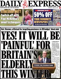 Daily Express – Yes! It’ll be painful for Britain’s elderly