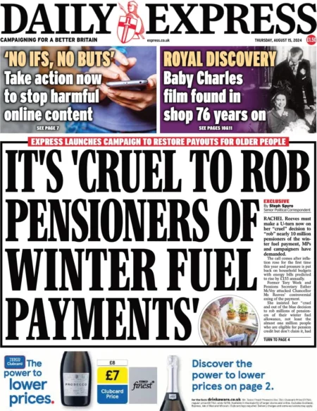 Daily Express – It’s cruel to rob pensioners of winter fuel payments 