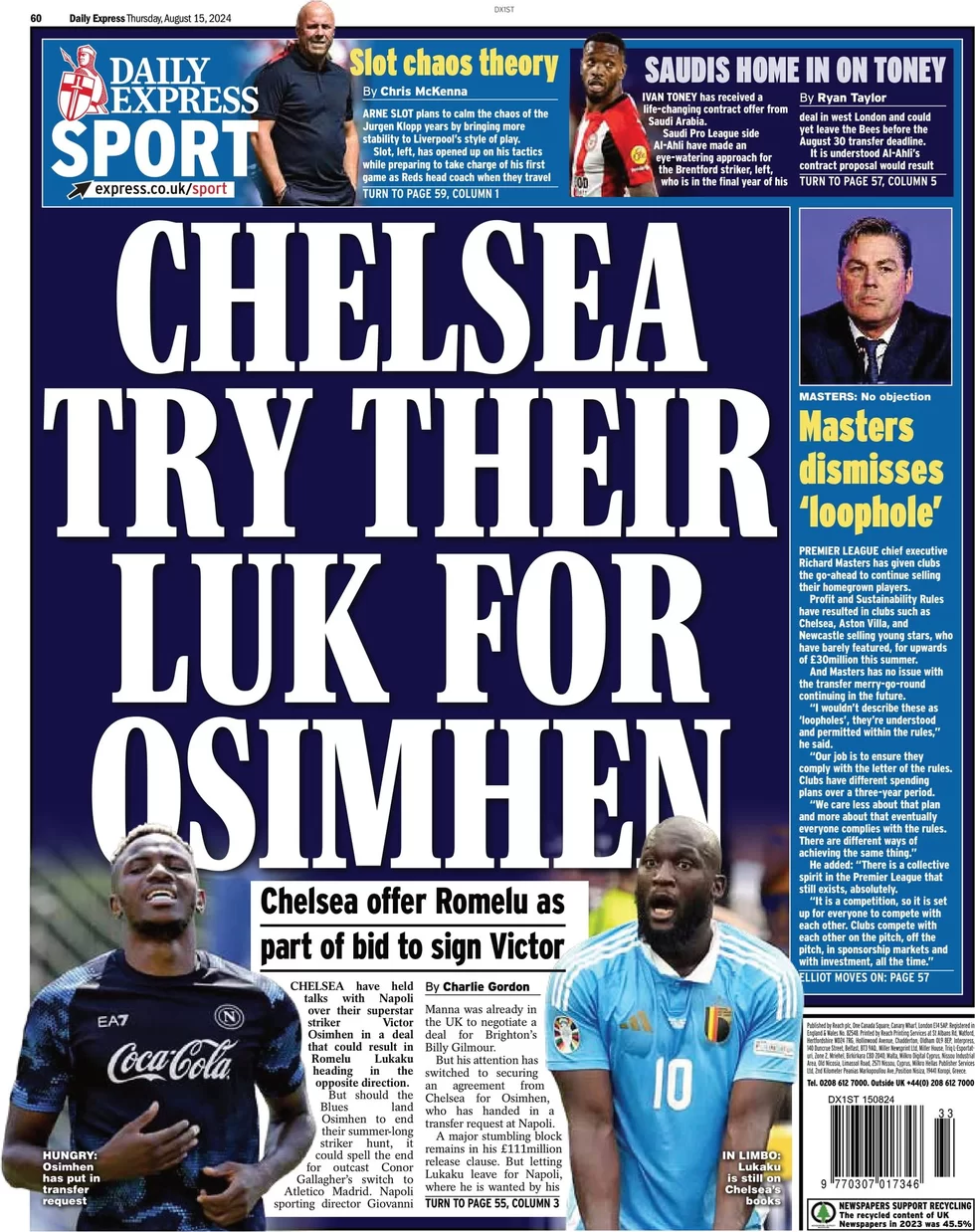 Express Sport - Chelsea try their Luk for Osimhen
