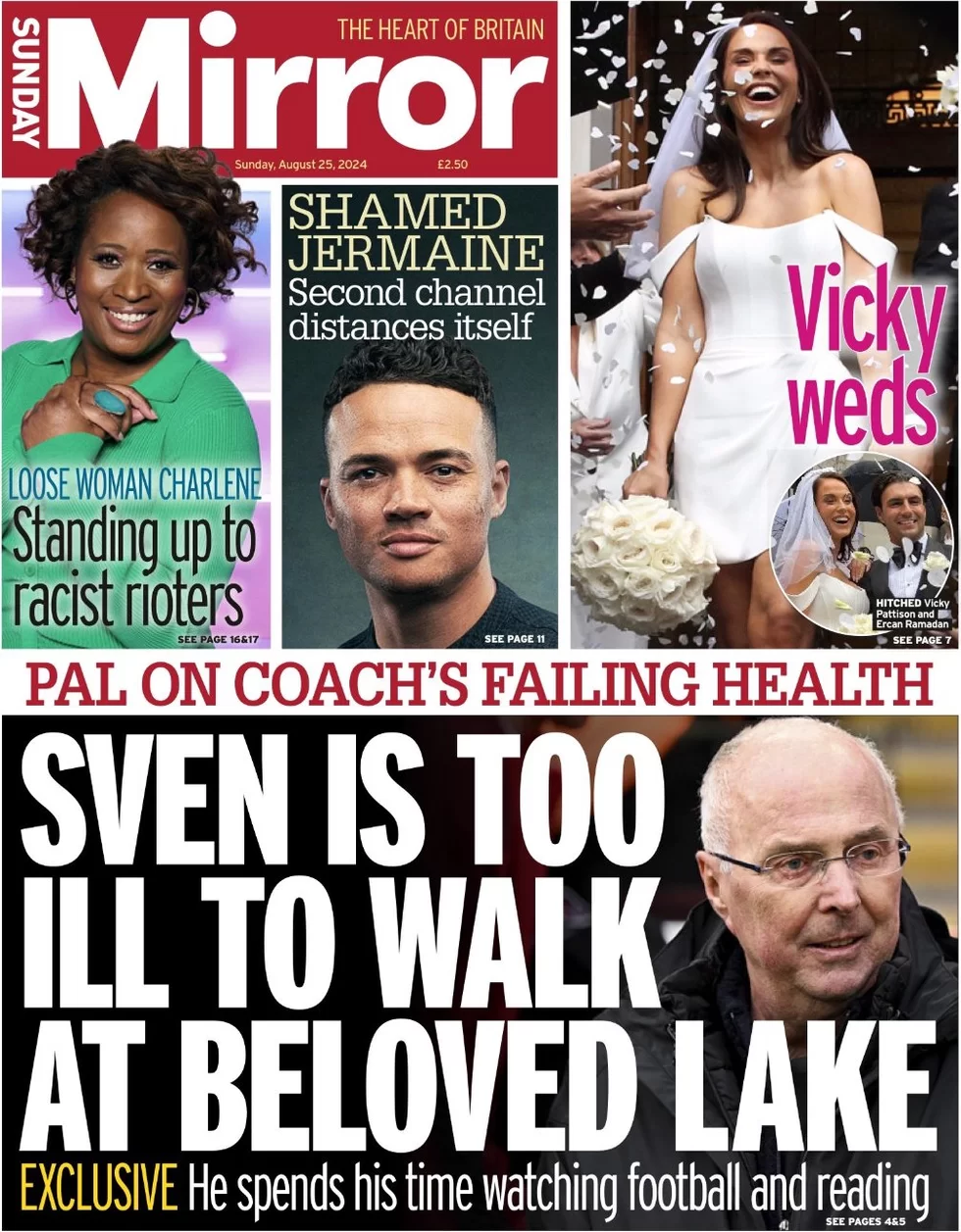 Sunday Mirror - Sven too ill to walk at beloved lake 
