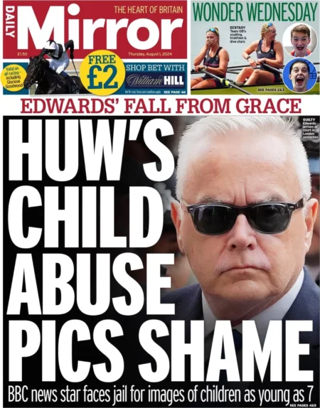 Daily Mirror – Huw Edwards child abuse pics shame 