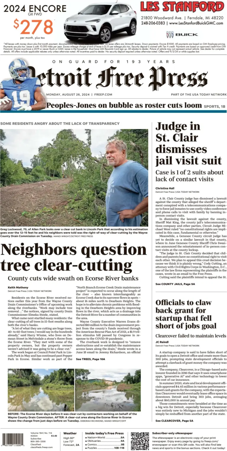 Detroit Free Press – Neighbors Question Tree Clear-Cutting