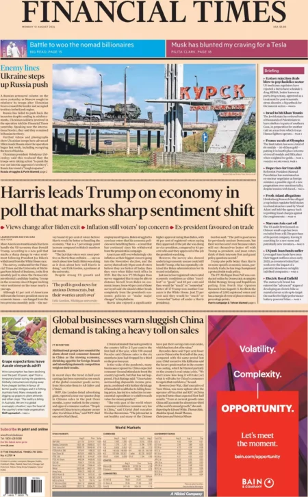 FT – Harris leads Trump on the economy in poll that marks sharp sentiment shift