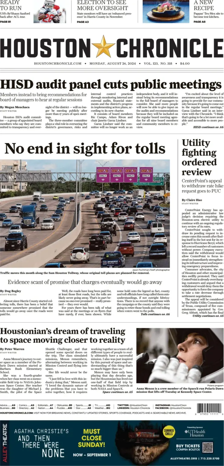 Houston Chronicle – No End in Sight For Tolls