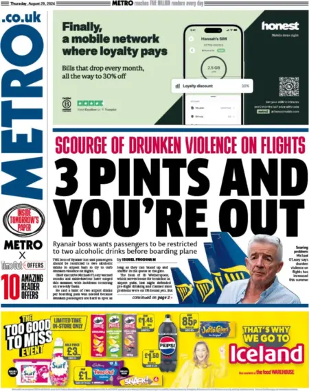 Metro – 3 pints and you’re out 