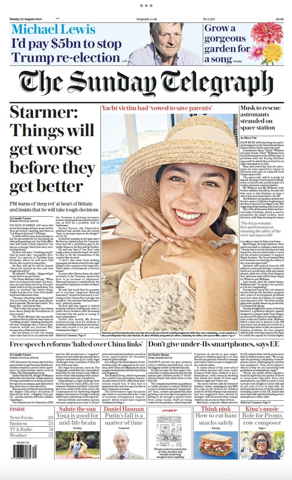 The Sunday Telegraph - Starmer: Things will get worse before they get better 
