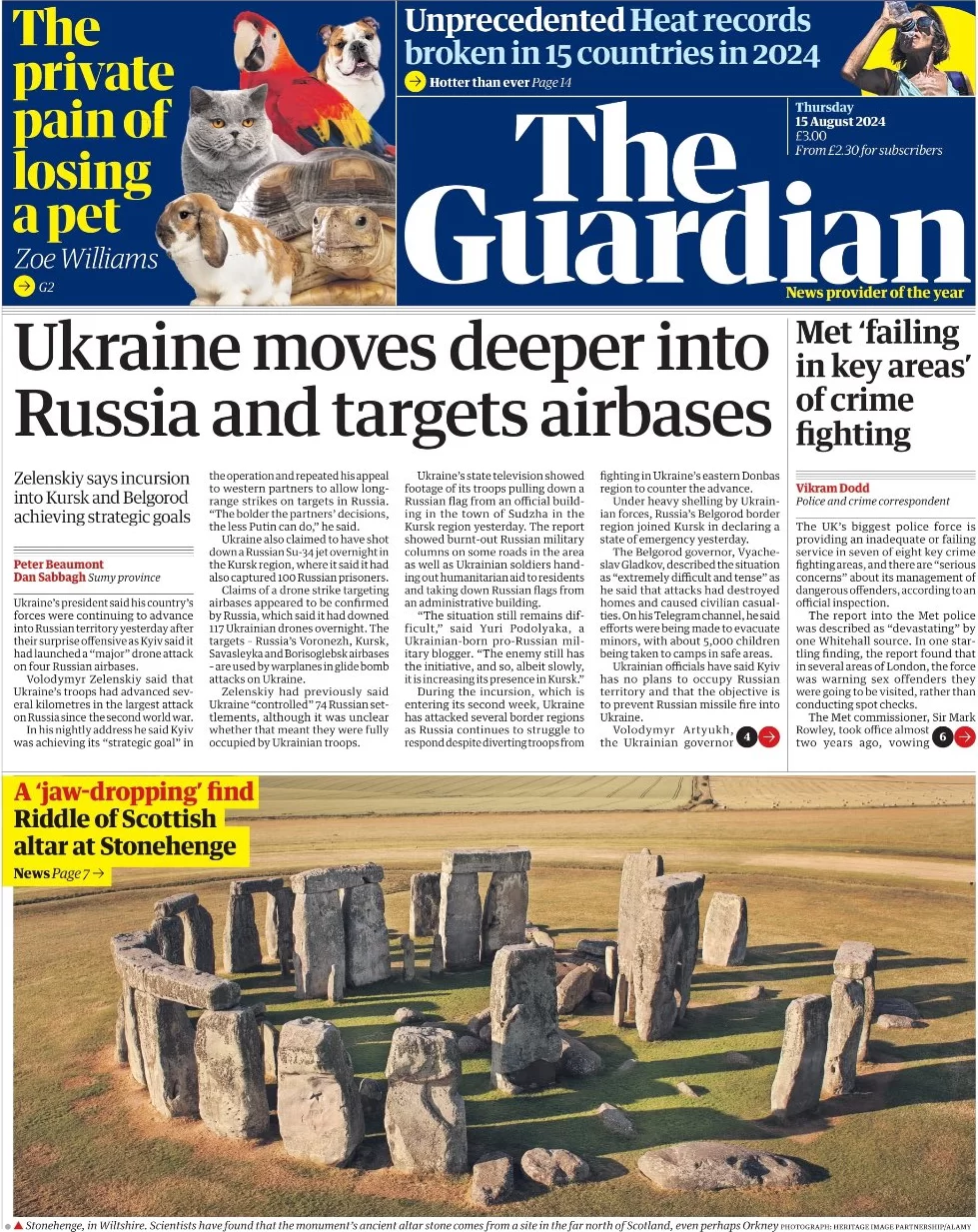 The Guardian - Ukraine moves deeper into Russia and targets airbases 
