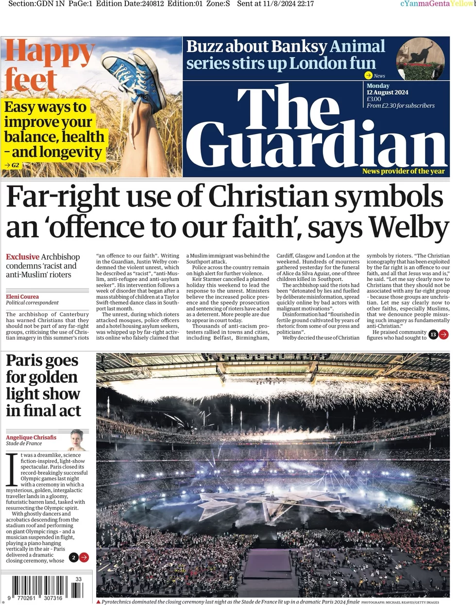 The Guardian - Far-right use of Christian symbols an ‘offence to our faith’, says Welby 
