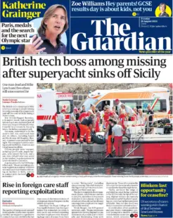 The Guardian – British tech boss amongst missing after superyacht sinks off Sicily 