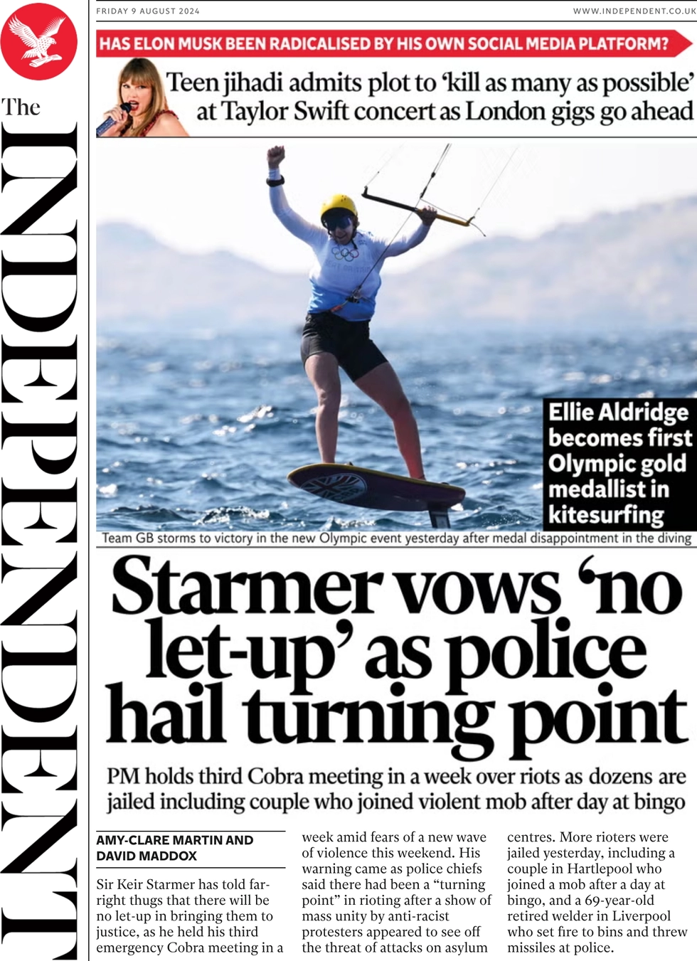 The Independent - Starmer vows no let-up as police hail turning point 
