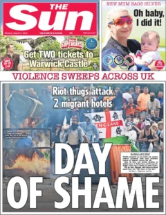 The Sun - Violence sweeps UK: Day of shame