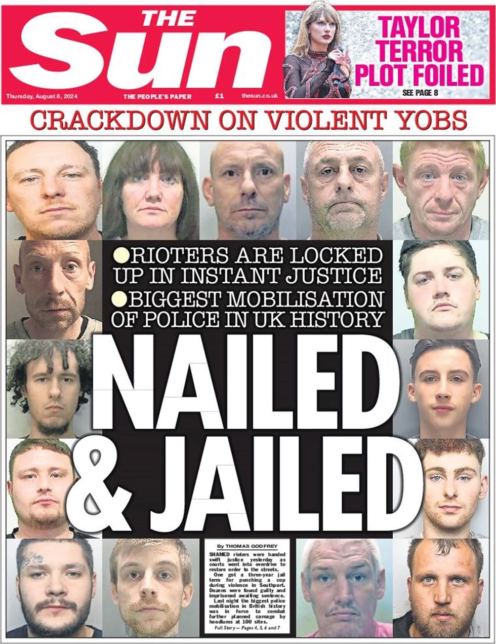 The Sun - Crackdown on violent yobs: Nailed and jailed 
