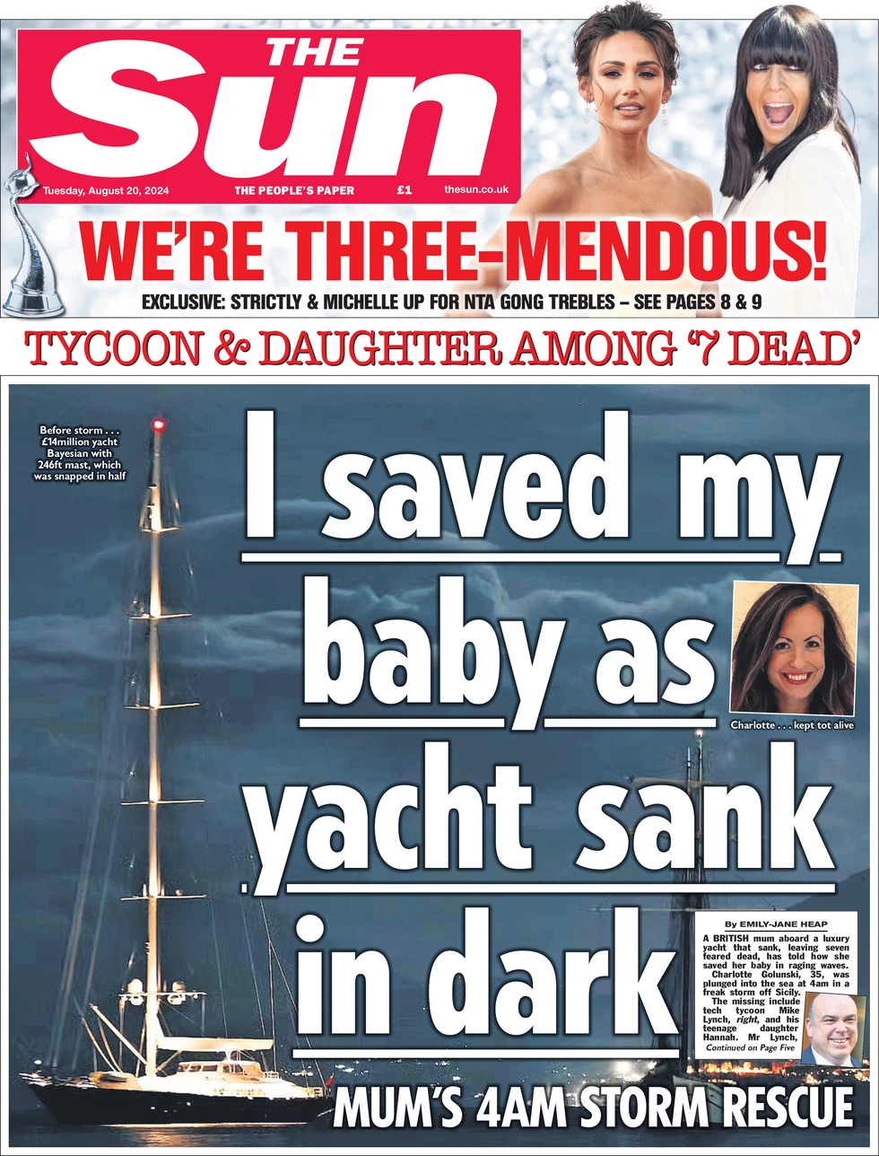 The Sun - I saved my baby as yacht sank in the dark