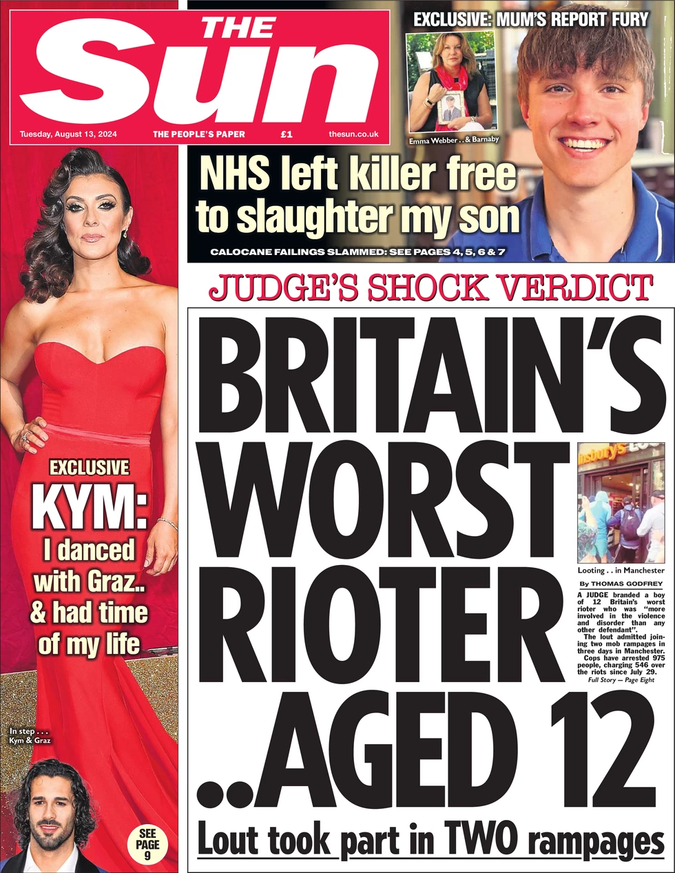 The Sun - Britain’s worst rioter … aged 12 
