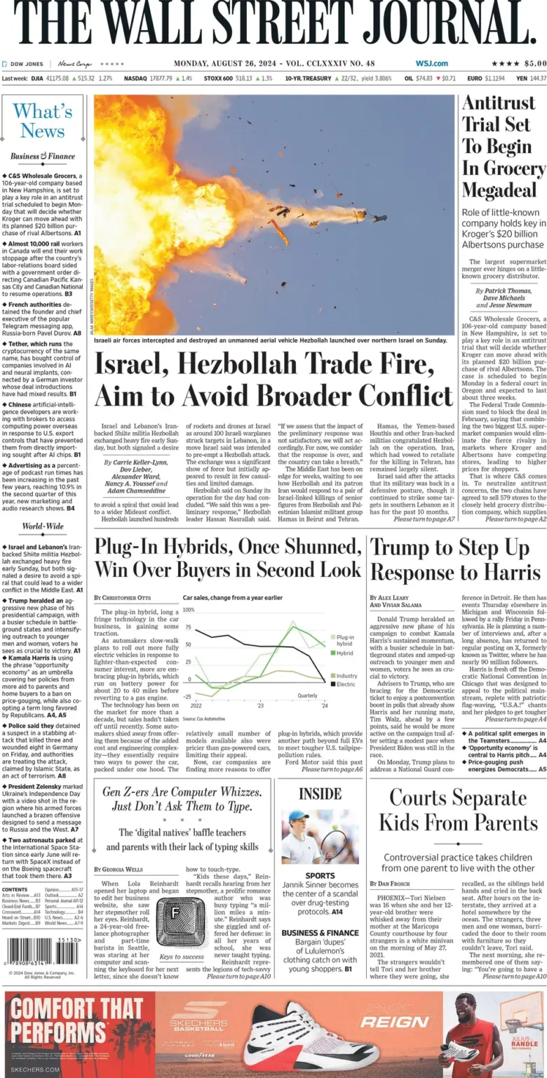 The Wall Street Journal – Israel, Hezbollah Trade Fire, Aim to Avoid Broader Conflict